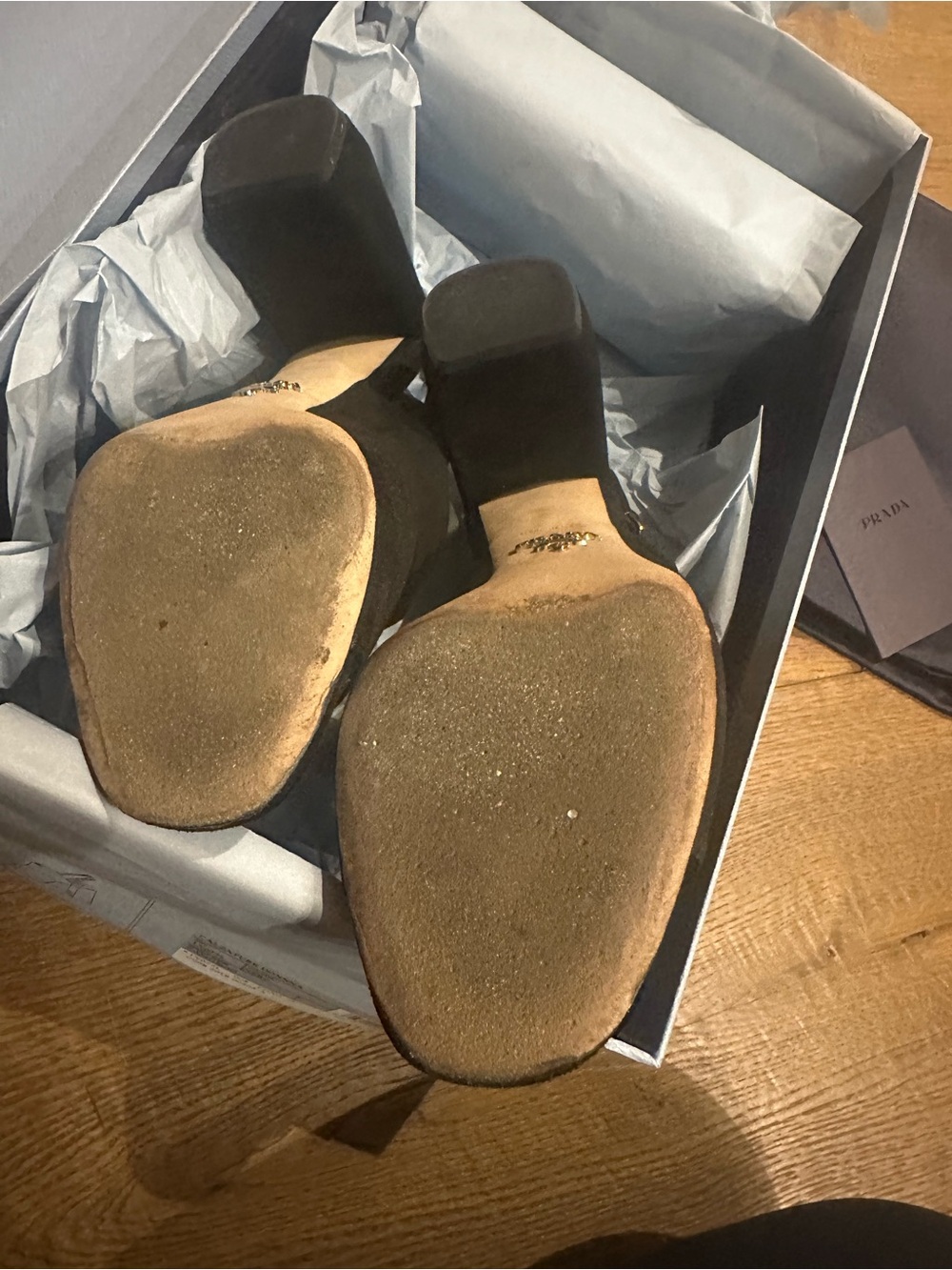 Prada Black Suede Ankle-Strap Block Heels - Picture 6 of 15